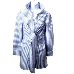 VICI,  Striped Tie Front Shirt Dress